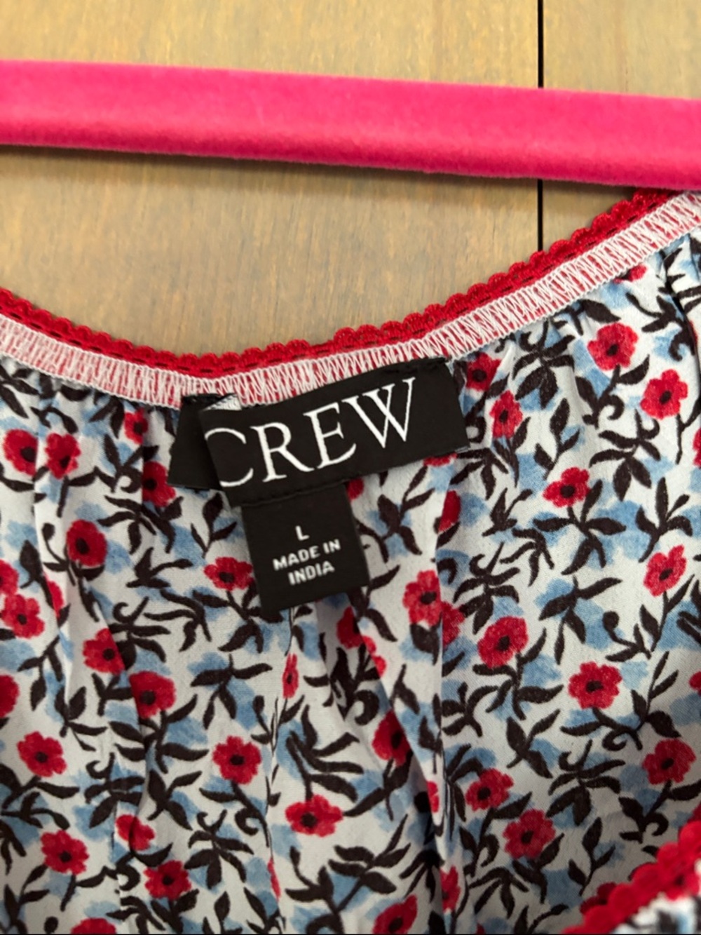 J. Crew Red and White Floral Puff-Sleeve Button-Front Blouse - Picture 2 of 2